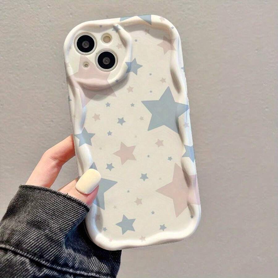 适用于三星 Galaxy S22/23/24/S25/A04/05/06/A07/A17/A14/A15/A16/A24/A25/A34、Note 7/8/9/10/11/12/13/14、 17/16/11/13/15 Plus/15 Pro 的可爱幸运心卡通软壳手机壳,波浪边马卡龙色,轻薄防震,简约设计,优雅创意独特,柔软磨砂防滑,高品质礼品,卡哇伊清新涂鸦风格 - 乳黃色 - 查看 1