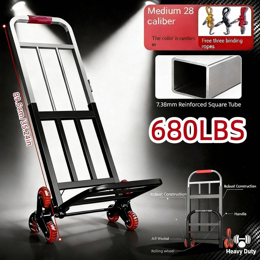 Heavy-Duty Folding Handcart With Stair-Climbing Wheels, Weighing 220/450/680LBS, Compact Folding Shopping Cart With Large Load Capacity, Suitable For Home, Warehouse, Grocery Shopping, Moving - Space-Saving Design - For Material Handling - 查看 1