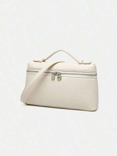 1pc Square Shoulder Bag Women Solid Litchi Pattern PU Handbag, Suitable Ladies Daily Fashion Matching & Outing JI0Z