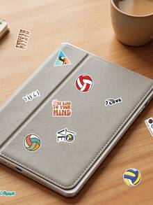 100PCS Volleyball-Themed Mental Health Awareness Stickers Set, 100pcs, Retro Vintage Style With Positive Messages And Sporty Designs Guitar, Toys, Motorcycle, Skateboard, O - A - Xem 3