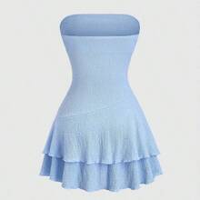Y2K Sexy Crinkle Material Ruched Bandeau Dress - Rosa - Ver 3