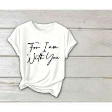 Women's Casual Short-Sleeved T-Shirt, Single Garment, Not A 3-Piece Set. This One-Piece T-Shirt Is Suitable For Streetwear. The Oversized Crew Neck Top Is Perfect For Everyday Outings, Camping, Concerts, Hip-Hop, Rock, And Rap Events. It Features A Print With The Message "I'm With You, Take A Deep Breath And Start Again, Every Day Is A New Beginning." Made Of Pure Cotton, This Breathable, Casual, Sporty T-Shirt Makes A Great Gift For The Holidays. - 白色 - 查看 2