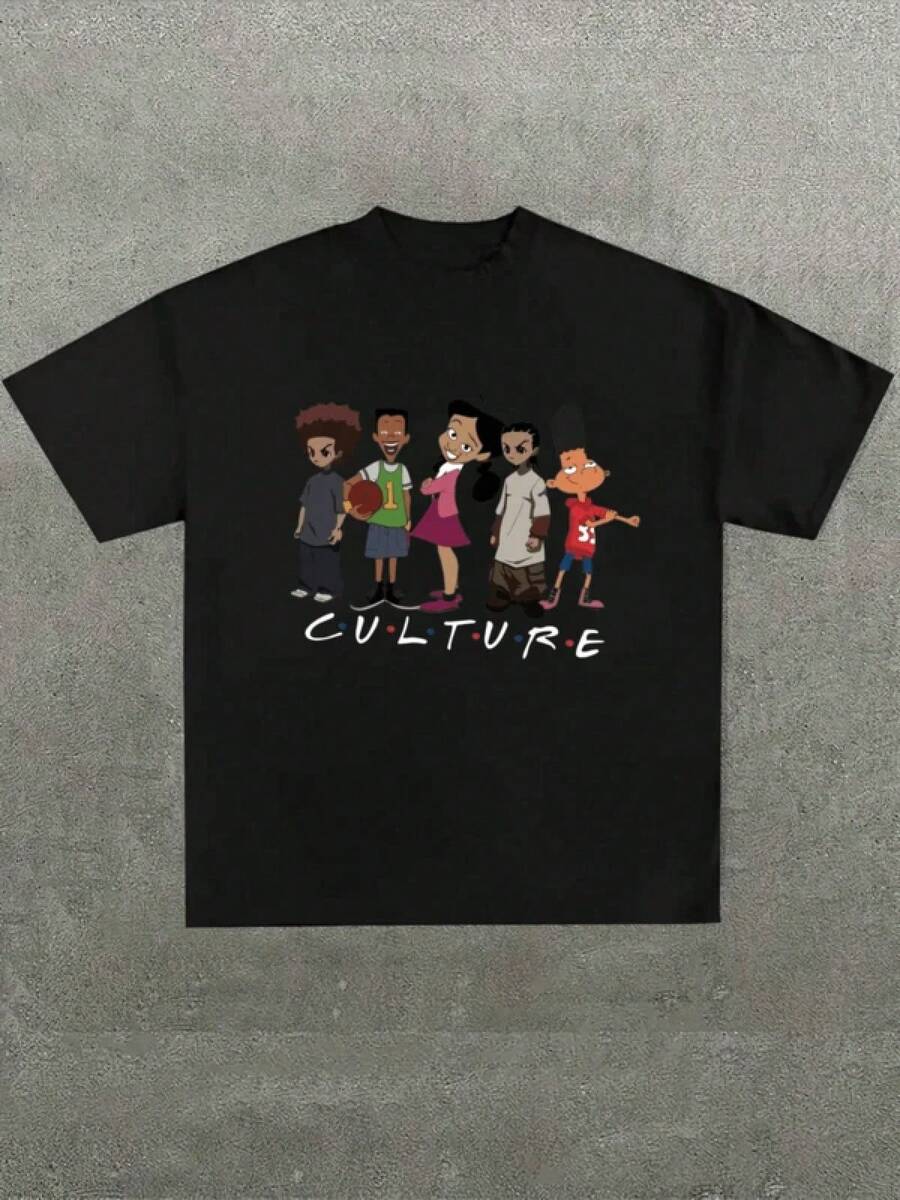 Camiseta versátil 2026Plus Size Men's,The Proud Family Cartoon Character "Culture" Graphic Tee,(1 Pcs )100% Cotton Casual Printed T-Shirt,Crew Neck Short Sleeve,220g Cotton T-Shirt,Camisetas para hombre, camisetas para mujer, estampados de anime, ropa imprescindible para apoyar el Mundial, camisetas gráficas para niños, adecuadas para el uso diario, camisetas para hombre, camisetas con temática de verano de 2026 - Negro - Ver 1