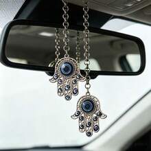 1pc Evil Eye Hanging Car Accessory, Palm Shaped Rearview Mirror Pendant, Luxury Car Interior Decoration - Devil's Hand - View 3