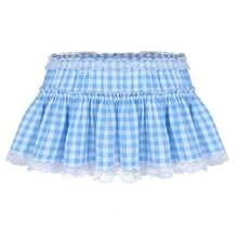 Minifalda de encaje Y2K para mujer, falda corta con volantes a cuadros de verano, princesa de hadas, faldas plisadas sexis de tiro bajo, corte en A, Lolita 2000s - Azul - Ver 7