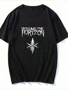 [Envío Nacional Gratis] En la camiseta destaca la estrella con seis puntas afiladas que irradian desde un centro fracturado, simbolizando la resistencia y la energía. La banda Bring Me The Horizon complementa este poderoso emblema. camiseta de hombreEn la prenda resalta un espiritu rebelde y un estilo audaz. - Estilo - Ver 8