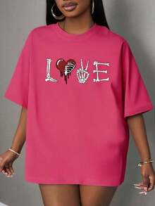 Letras  Casual  Poliéster        Deportivo  Oficina  Casa - Rosa Fucsia - Ver 3