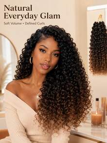 18 piezas/paquete Extensiones de cabello trenzado de ganchillo - 1/5 caja, cabello trenzado sintético suave y pre-rizado, adecuado para trenzas retorcidas y trenzas de diosa, fácil instalación, negro natural, suficiente para uso en toda la cabeza - Multicolor - Ver 5