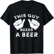 Camiseta con estampado "Este tipo necesita una cerveza" - ?Estilo Harajuku veraniego para mujer! Divertida camiseta de manga corta de algodón suave con estampado de temática cervecera. - Negro - Ver 2