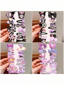 SANRIO 三麗鷗 14/28入庫洛米髮夾，短瀏海用，精緻多用途庫洛米浴室髮飾，多功能瀏海夾，Cosplay 舞台表演卡通髮飾，適合情人節、婚禮、旅行配件、生日禮物、舞蹈、節日派對（部分配件可能隨機） - 彩色 - 查看 5