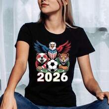Mascotas de la Copa Mundial 2026 PNG _ Diseño de Fútbol de EE. UU., Canadá y México _ Arte de Fútbol con Águila, Oso y Jaguar _ PNG para Sublimación en Camisetas - Negro - Ver 6