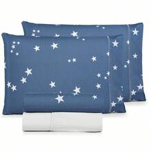 Jogo de Lençol para Cama Queen 4 Peças Conforto 100% Algodão - Estrela Azul - Visão 1