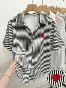 de mujer con estampado de rayas todo sobre, de un solo pecho, casual y versátil para uso diario - Multicolor 4 - Ver 1