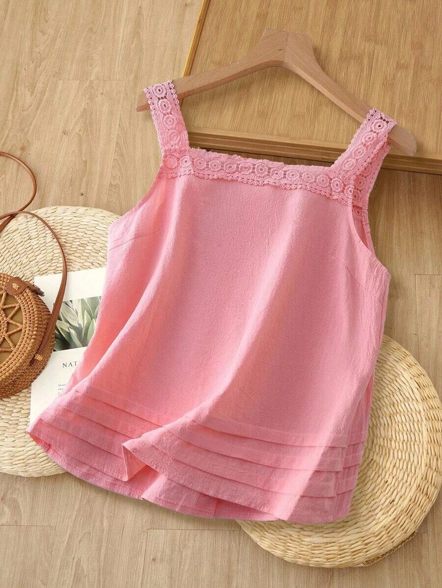 Camiseta de tirantes para mujer, estilo de moda minimalista, adecuada para el verano - Rosa - Ver 1