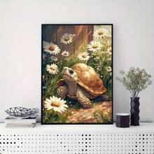 1 Peça Kit de Pintura de Diamante 5D DIY Padrão de Tartaruga - Arte de Diamante Redondo Completo Mosaico Artesanal, Decoração de Parede para Casa, Sem Moldura - Sem Moldura - Visão 3