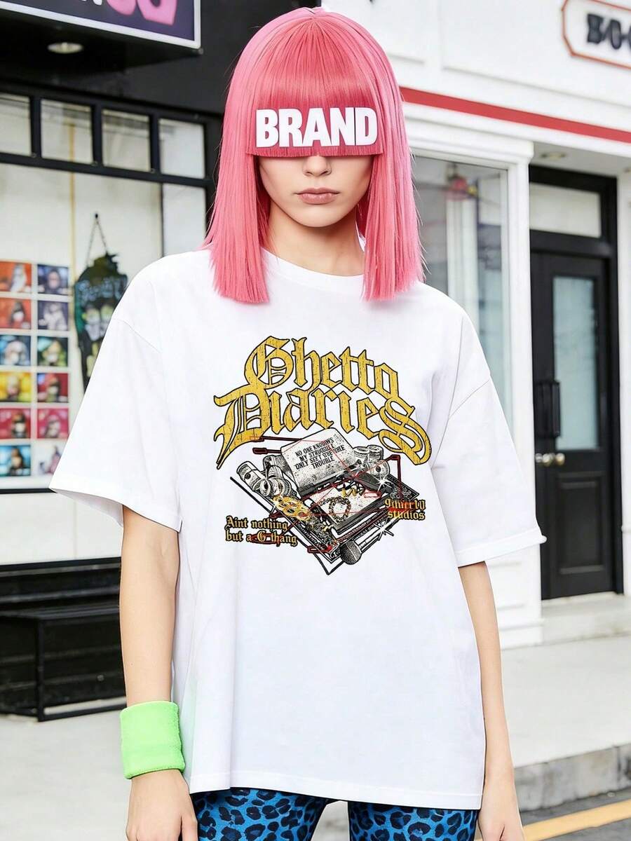 Camiseta de manga corta con cuello redondo suave y casual de verano para mujer, Ghetto Diaries, gráfico hip hop, ropa urbana retro, hip hop de los 90, camiseta hip hop para niños, estampado rap vintage, G Thang, ropa urbana para niños, estética hip hop vintage, ropa urbana retro, suave y transpirable, apto para pieles sensibles, diseño gráfico único, estilo urbano para niños, ropa casual diaria, moda infantil, estampado duradero, tops para mujer, tops para salir, vintage, generación Z, tops, curva, ropa Y2K, algodón, Italia, Grecia, tops para damas, tops bonitos, camiseta gráfica, conjuntos de primavera, estilo urbano americano, casual deportivo, estilo unisex, estilo casual urbano, casual, jersey, camisetas holgadas, ropa urbana retro, estilo de los 90, estilo de los 2000, subcultura, estilo europeo, top negro, tops blancos, atuendo de fi Blanco - Blanco - Ver 1