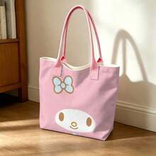 Miniso Bolso de lona con asa de hombro en color rosa con diseño minimalista del personaje My Melody de Sanrio para uso diario - Blanco - Ver 2