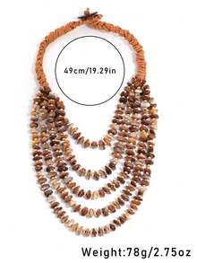 1 chiếc vòng cổ nhiều lớp đính đá giả thủ công phong cách Bohemian - Phụ kiện thanh lịch hoàn hảo cho các bữa tiệc và quà tặng sinh nhật. - 1 chiếc vòng cổ hạt đá giả nhiều lớp được dệt thủ công - Xem 5