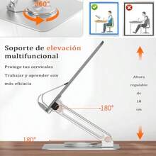 Estantería de acrílico transparente con base giratoria de 360° y clips para páginas, soporte de lectura plegable ergonómico y ajustable en altura para exhibir libros de cocina, partituras y computadoras - Pago - Ver 4