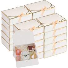 1/6/12 Hộp Quà Màu Trắng Viền Vàng & Nơ Satin, Kích thước 10.6x7.8x3.1 inch, Hộp Quà Cao Cấp Có Khóa Từ, Hộp Quà Gấp Gọn Thích Hợp Cho Đám Cưới, Cầu Hôn, Tiệc Sinh Nhật, Tiệc Mừng Em Bé, Mỹ Phẩm & Quà Tặng - Xem 1