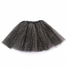 Falda tutú de malla caliente para adultos 2024, moda urbana, falda de color sólido, falda de baile estampada dorada/plateada de poliéster - Negro - Ver 3