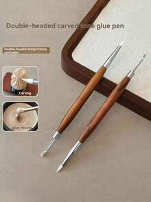 1 pièce Stylo de sculpture à double tête en silicone et métal, outil pour nail art. Stylo de sculpture à double tête multifonctionnel avec un stylo en silicone de santal pour le gaufrage, la peinture de couleur, le mélange de gel, le grattage de gel. Convient pour la conception d'ongles, la gravure de feuille, la peinture et l'utilisation domestique DIY - Multicolore - Voir 2