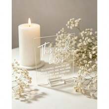 Cette bougie brûle pour vous, à travers cette flamme, nous nous souvenons de ceux que nous aimons et qui ne peuvent être avec nous aujourd'hui, mais qui resteront à jamais dans nos cœurs.--Plaque commémorative en verre acrylique transparent - Voir 7