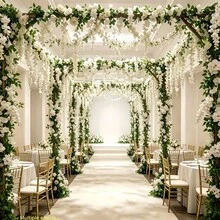 24件組白色玫瑰與紫色藤蔓裝飾套組，適用於戶外花園、婚禮、派對、拱門、露台、天花板及居家裝飾，美學家居 - 彩色 - 查看 6