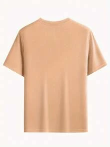 Camiseta estampada de manga corta para verano en talla grande, camisa versátil de manga corta para hombre como capa base. - Caqui - Ver 2