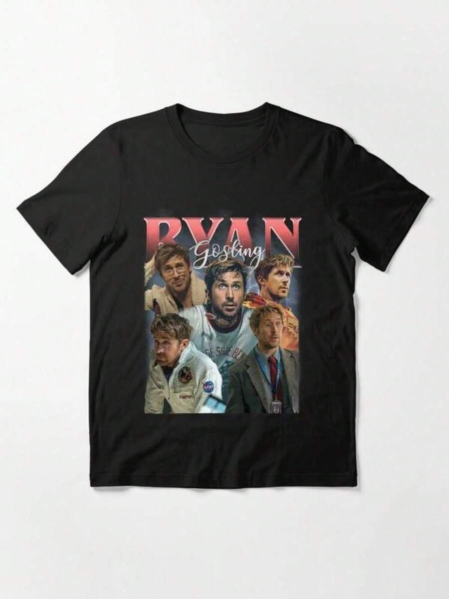 Camiseta esencial retro de los 90 de Ryan Gosling, 100% algodón, cuello redondo, perfecta para primavera y verano.Suave.Disponible en todas las tallas.blusas para mujer playeras de mujer vestidos casuales para mujer y2k playeras deportivas para mujer verano camisetas ropa de mujer Fashion Perfect For Daily - Negro - Ver 1