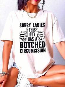 Nueva camiseta Y2K 2026Sorry Ladies This Guy Has A Botched Circision T-Shirt, Adult Humor Shirt, Offensive Sweater, Funny Gift For Him, Weird Saying Crewk Summer Outfits For Women Oversized T Shirt,Camisetas infantiles, artículos para el Día de San Valentín, conjuntos para padres e hijos, camisetas con temática del Día de San Valentín, camisetas estampadas para hombres y mujeres, camisas, camisetas con emojis populares. - Blanco - Ver 1