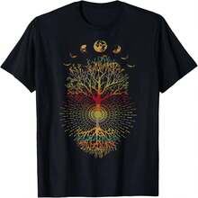 Camisetas para hombre y mujer, camisetas retro de fases lunares de los a?os 60 y 70, camisetas Vibe árbol de la Vida. - Negro - Ver 2