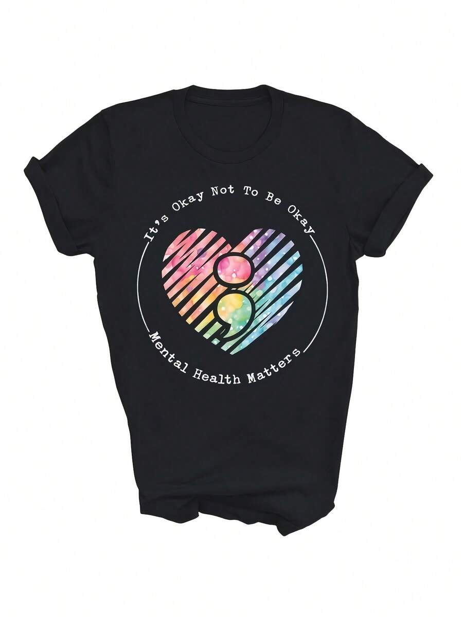 Summer Semicolon Unisex T-Shirt For Suicide Prevention And Mental Health Awareness, Gift, Loose And Comfortable - Back - View 1