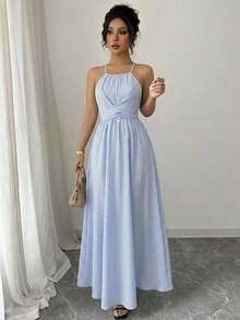 Women Midi Dresses - 藍白 - 查看 5