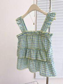 Blusa holgada sin mangas con volantes en el bajo, para mujer talla grande, de verano - Multicolor - Ver 4