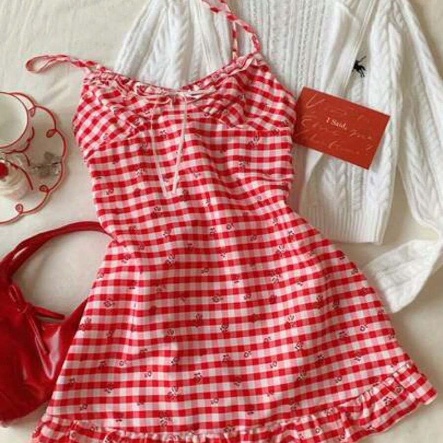Women's Casual Pale Yellow Spaghetti Strap Mini Dress, Summer Yellow Sundress Yellow Vacation Dress ,Summer Dress - Rojo - Ver 1