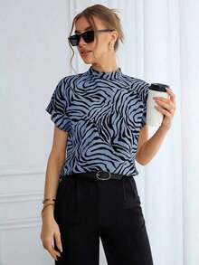 Camisa de mujer con estampado de leopardo, de verano, de manga ancha, para uso diario - Multicolor - Ver 1