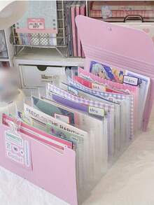 1个12层A6风琴式文件袋，方便实用，纯色，可收缩，便携式文件收纳袋，带索引标签，可扩展文件袋优惠券 - 彩色 - 查看 2