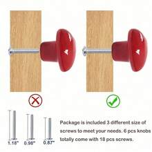 Kenop Laci Keramik Bentuk Hati untuk Lemari Pakaian, Gagang Tarik dengan 3 Ukuran Sekrup, Kenop Furnitur Dapur untuk Lemari Pakaian (Warna Merah) - Hati - View 4