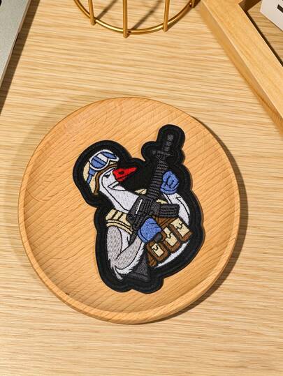1pc Tactical White Duck Embroidered Patch Badge - Funny Gun Holding Duck Design, Tactical Duck With Gear - No Real Weapons, Iron-On/Sew-On Fabric Patch For Clothing, Vest, Hat, Bag And DIY Crafts, Unique DIY Gift For Duck Lovers And Tactical Enthusiasts