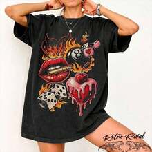 Camiseta Básica Retro Mexicana con Estampado Vintage, Estilo Oversized Streetwear, Diseño de Tatuaje Neo Tradicional, Regalo para Ella, Nuevo Lanzamiento - Negro - Ver 7