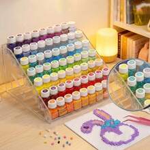 1pc Fuse Beads Storage Rack, Fuse Beads Bottle Organizer Stand, Countertop / Wall-Mounted Fuse Beads Jars Display Holder, Multifunctional Storage Shelf For Glasses, Makeup, Nail Polish, Mini Pop Figures - Transparent - View 9