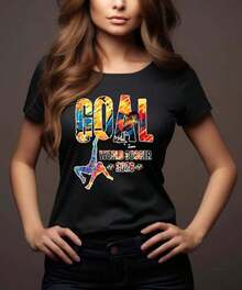 Camiseta de aficionado al fútbol mundial 2026 - Camiseta unisex que absorbe la humedad para Norteamérica, Camisas para mujer, Tops de verano, Ropa de verano, Camisetas para mujer, Camisetas gráficas para mujer, Vestidos de verano para mujer, Camiseta de la Copa del Mundo - Negro 3 - Ver 5
