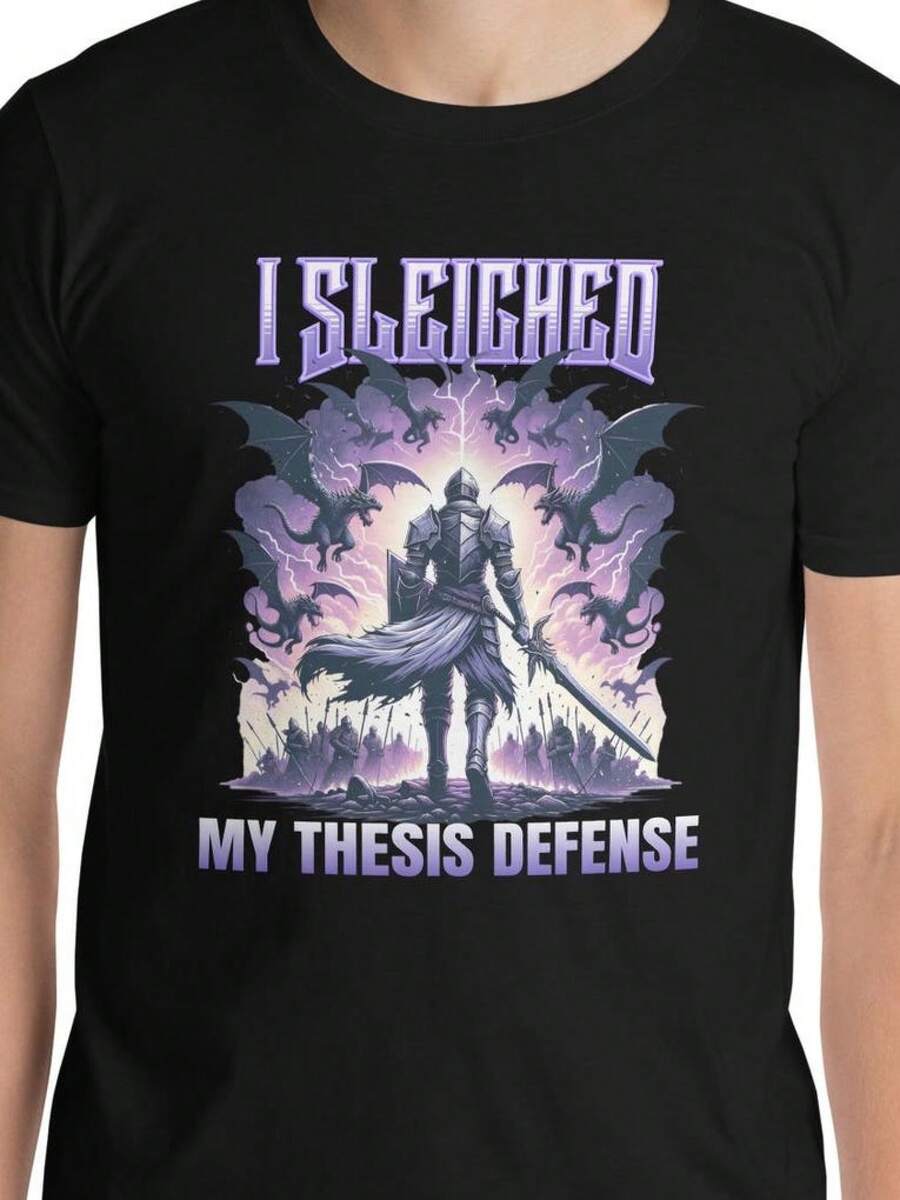 I Sleighed My Thesis Defense Shirt | Master's Thesis Defense Gift | PhD Thesis Defense Gift | Doctorate Thesis | Dissertation Defenseblusas para mujer playeras de mujer vestidos casuales para mujer y2k playeras deportivas para mujer verano camisetas ropa de mujer Fashion Perfect For Daily - Negro - Ver 1