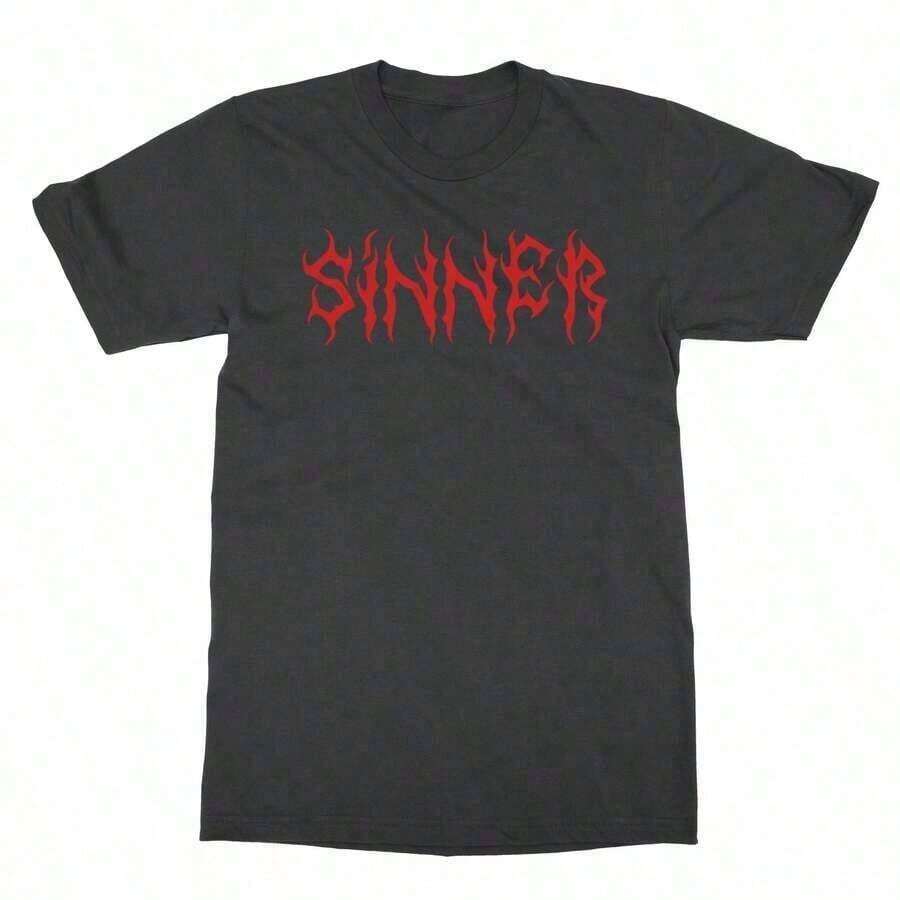 Sinner Gothic Style Aesthetic T-Shirt For Men - Black - View 1