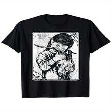 Camiseta Gótica de Culto a Satán - Conciertos de Heavy Metal, Estilo Urbano y Fiestas Góticas - Camiseta Gráfica en Blanco y - Ropa Alternativa para Adultos, Cuello Redondo Regular Lavable a Máquina, - Negro - Ver 2