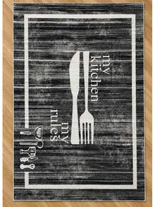 Chilai Home Kitchen Rug, Washable Runner Rug, Kitchen Decor Rug, Non slip Carpet, Made in Turkiye 80x200 cm, 80x300 cm,100x200 cm, 120x180 cm - 深灰色 - 查看 2