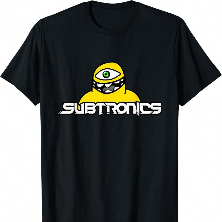 Camiseta unisex Subtronlcs UniS1ex negra con estampado de dibujos animados, talla S1Mall, manga corta, cuello redondo, corte clásico, importada, 100% poliéster. Camiseta unisex de algodón grueso de 220 g, suave y transpirable con excelente elasticidad, agradable para la piel y cómoda para usar todo el día. Diseño clásico y casual fácil de combinar, ideal para salidas diarias, estilo urbano, deportes, citas y reuniones informales durante todo el año. - Negro - Ver 1