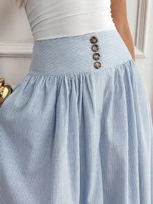 Pantalones casuales de mujer con estampado de rayas - Celeste - Ver 7