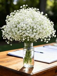 12/6/3/1 Pcs Artificial White Baby's Breath Flowers, Wedding Decor, Bulk Flower Stems, Lifelike Texture, Home/Office Decoration, Floral Arrangement, Artificial Center Piece, Outdoor Garden Yard Decor, Wedding Birthday Bride Party Decoration (23cm) - White - View 1
